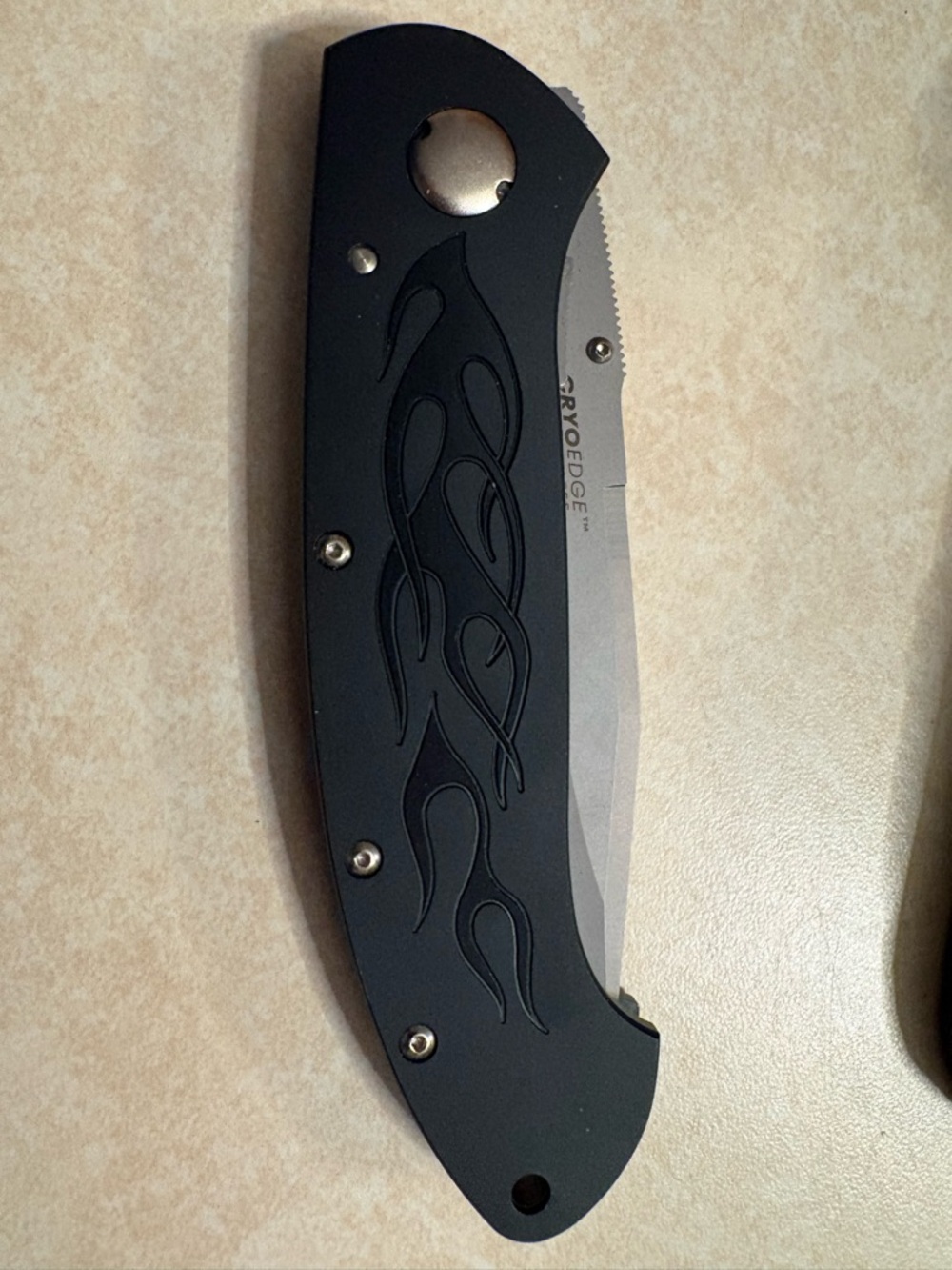 Harley Davidson, flaming legend Cryo edge knife from 2001 with leather sheath - Picture 7 of 15